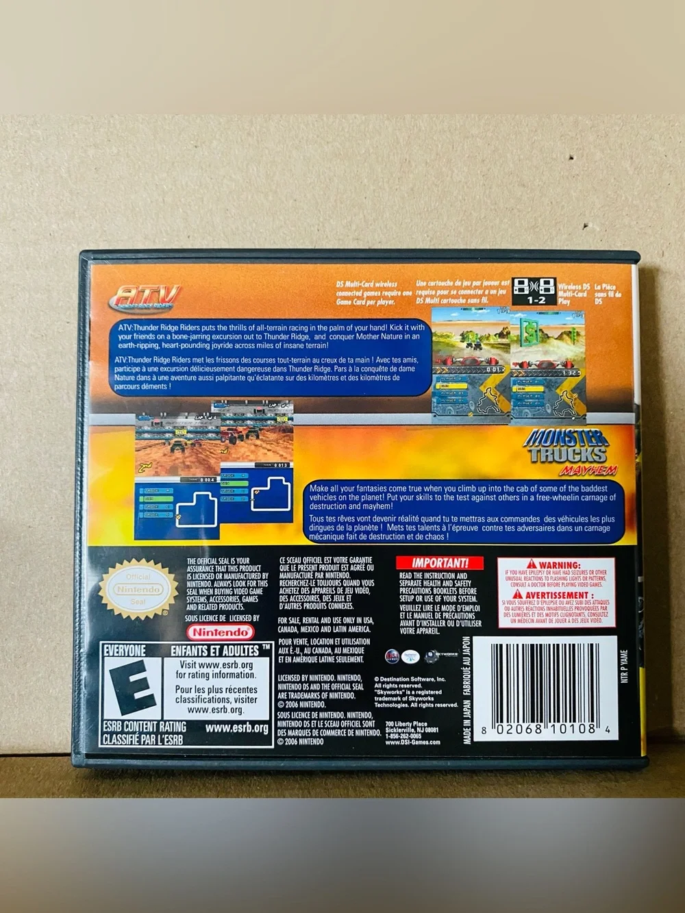 Nintendo DS Double Pack: ATV & Monster Trucks EUC includes box, game, pamphlet